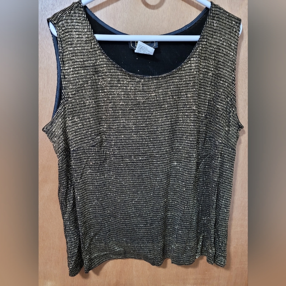 R&K  Evening Gold & Black Sleeveless Top Size 22/24